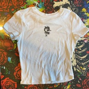 Dragon graphic white fitted tshirt